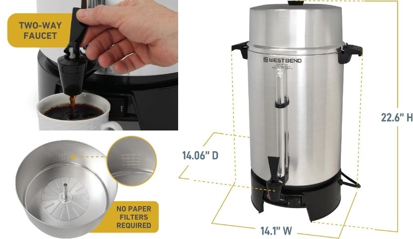 West Bend 33600 Coffee Urn Commercial brewing machine image