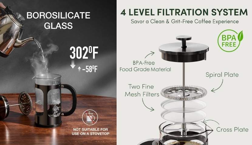 bayka-french-press-coffee-maker-key-features