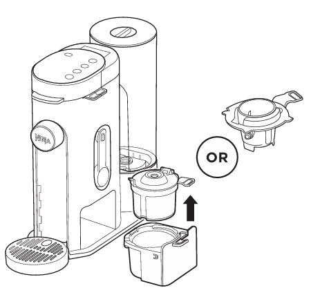 The adapter storage is located on the right side of the unit and can be used for both the Permanent Filter and Ninja Pod Adapter