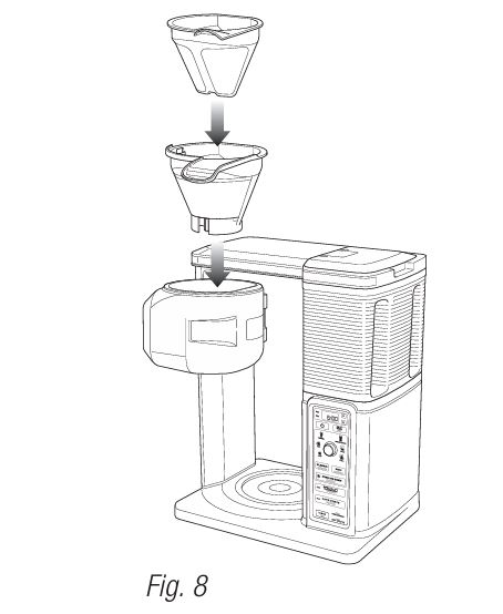Ensure removable filter holder and permanent filter are
nested inside the brew basket.
