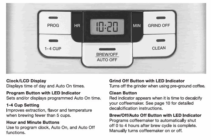 Cruisinart-DGB-400NAS-grind-&-brew-control-panel-features