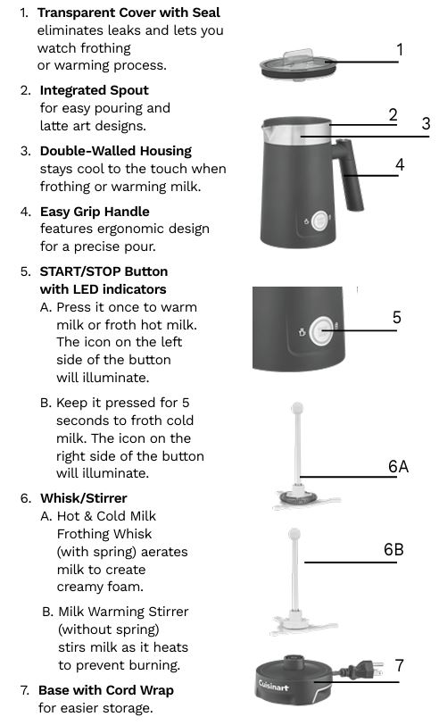 Cuisinart-FR-16-cold-and-hot-foam-milk-frother-parts-accessories-benefits-and-features