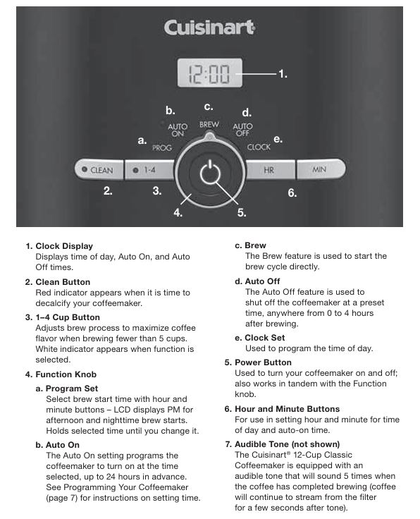 Cuisinart-dcc-1120nas-coffeemaker-control-panel-features