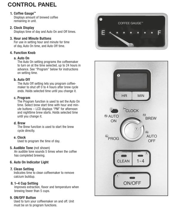Cuisinart-dcc-3000nas-coffee-maker-Control-panel-features-explained