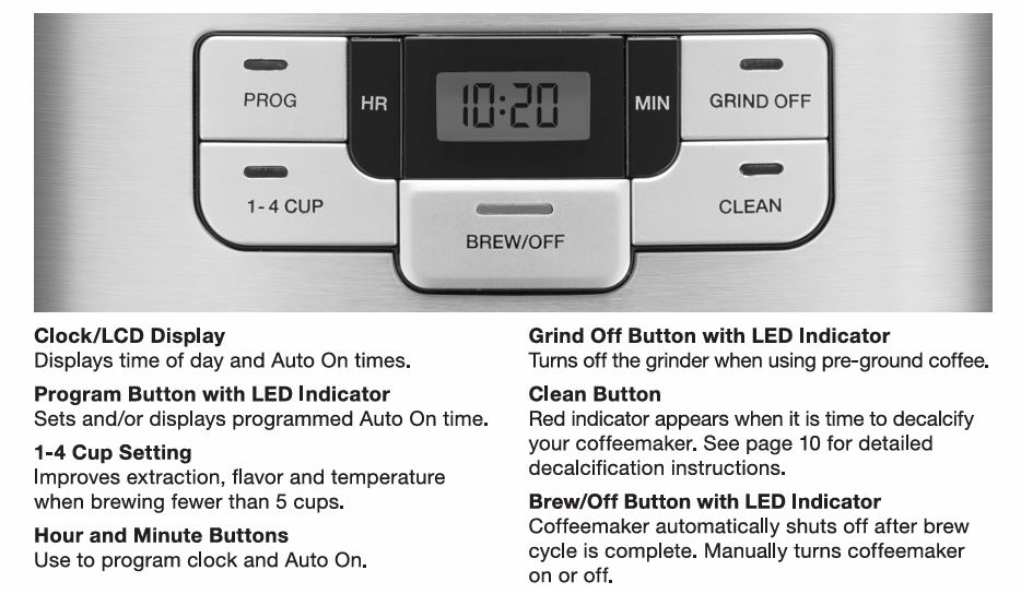Cuisinart-dgb-450nas-grind-&-brew-coffeemaker-control-panel-features