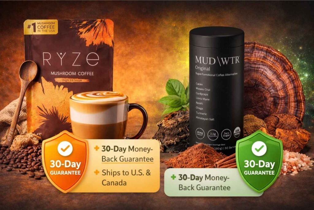 Ryze-vs-Mud-WTR-mushroom-coffee-transparency, policies-and-buyer-confidence-image